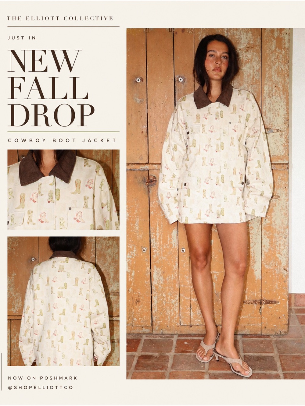NWT Bailey Rose Cowboy Boot Print Oversized Barn Jacket